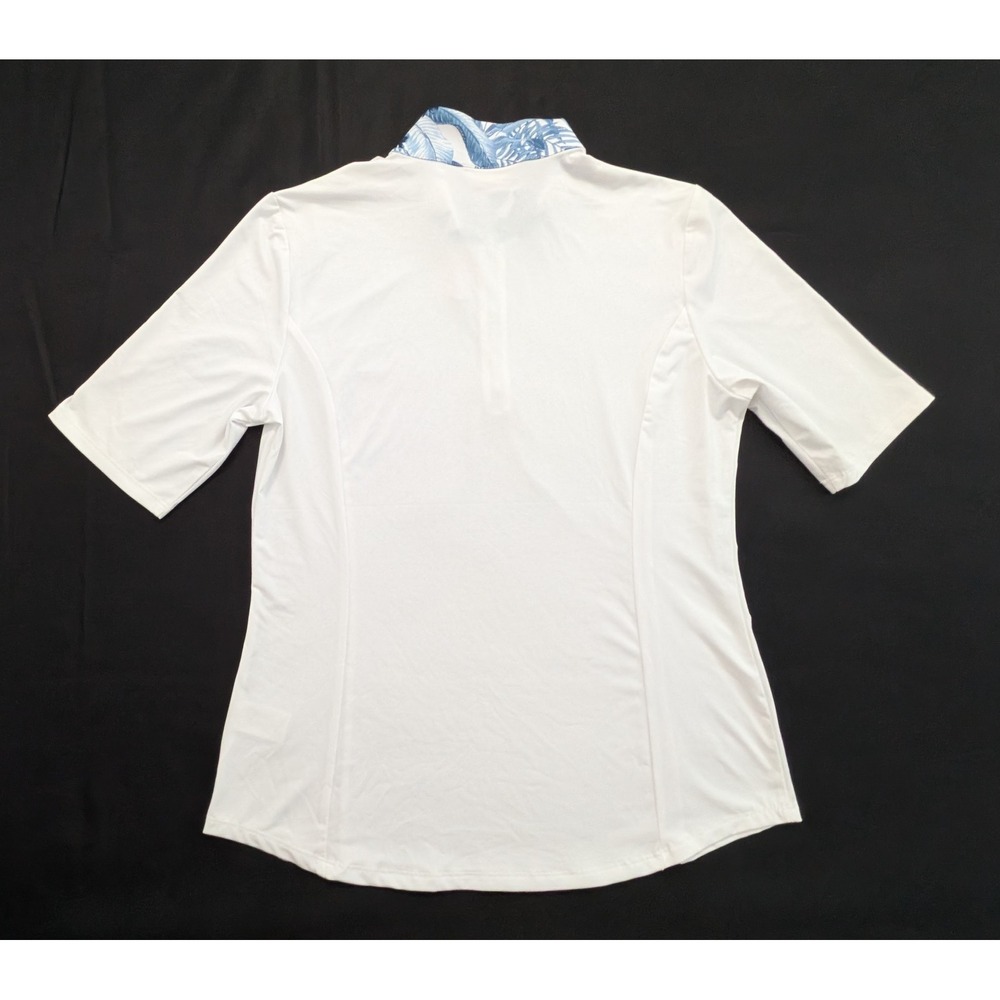 TOMMY BAHAMA Golf Women's 1/4 Zip Polo Shirt White Blue Floral Large L - NWT - Picture 2 of 8
